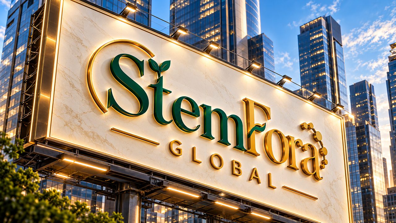 L’enseigne StemFora Global au-dessus de la ville